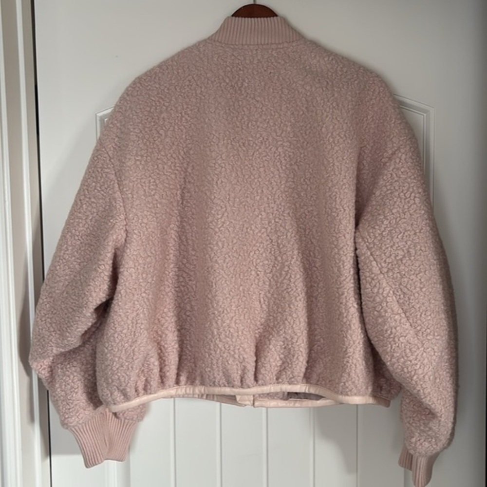 Anthropologie Pink Rose Sherpa Fleece Full Zip Lined Jacket Women Size Large - Picture 15 of 15